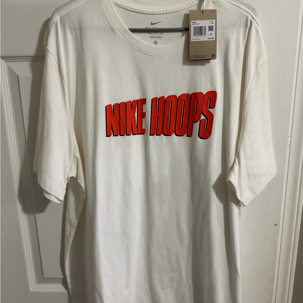 Nike Hoops Cream Tee with Red Logo